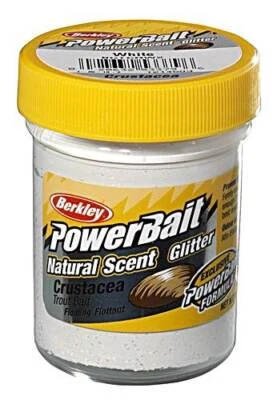 Berkley Power Bait Trout Bait Natural Scent White Crustacea Glitter Forellen-Tei - Bild 1 von 2