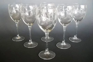 Juego de 6 copas de vino transparentes grabadas con chile de 8 oz nuevas sin etiquetas - Imagen 1 de 5