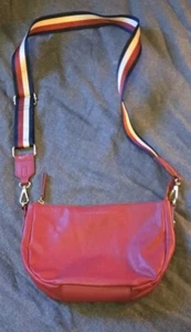 Y2K Tommy Hilfiger Crossbody Bag Red Leather Vintage Removable Adjustable Strap - Picture 1 of 15
