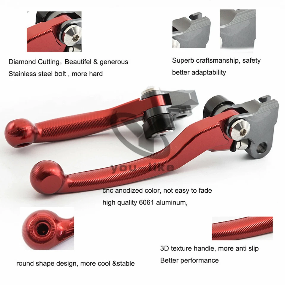 CNC Red 3D Pivot Clutch Brake Lever For YZ250F 01-06 YZ426F/450F 01 02 03 04-07 - Image 1 of 4