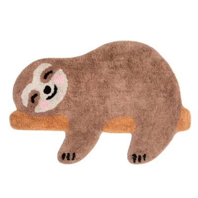 Sass&Belle Sloth Brown Rug Cotton Carpet Kid Children Home Nursery Play Room Mat - Image 1 of 2