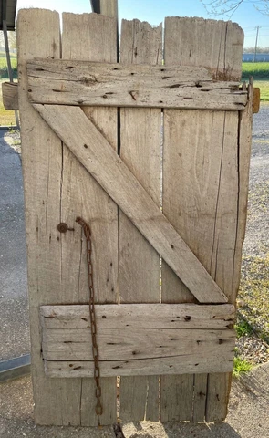 Antique Hand Made Wooden Barn Door & Hardware 61" X 36" Primitive Chicken Coop Cover