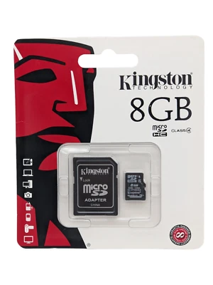 Kingston 8GB MicroSDHC Class 4 Memory Card with Adapter SDC4/8GB USA - Image 1 of 4