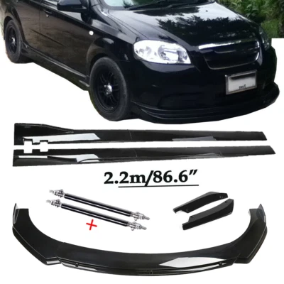 Front Bumper Spoiler Side Skirt Strut Rod Gloss Black For Chevrolet Aveo - Image 1 of 4