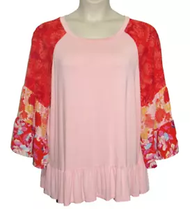 The Pioneer Woman 2XL Pink Top Ruffled Blouse Fairy Whimsy Cottagecore Country - Picture 1 of 10