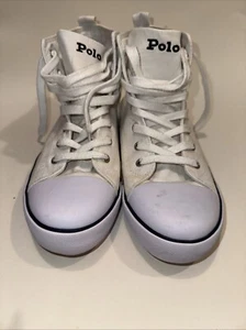 Polo Ralph Lauren Damen-High-Top-Schuhe weiß Größe 7 klassisch Hamptyn Hi Bear - Bild 1 von 8