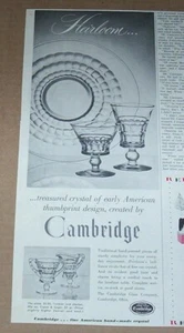 1953 print ad - Cambridge Ohio Glass Heirloom thumbprint glassware advertising - Picture 1 of 1