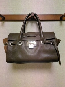 JIMMY CHOO Rosalie Tote Bag Double Handles Leather Brown Women's From Japan - Picture 1 of 24