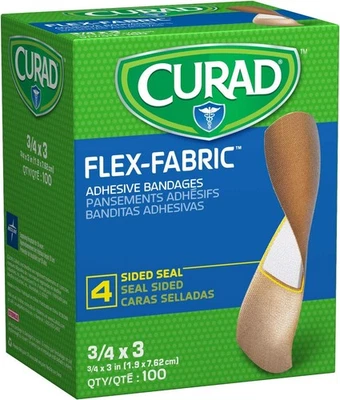 Vendajes adhesivos de tela flexible CURAD, el tamaño del vendaje es de 100 unidades (paquete de 1)  Foto 1 de 4