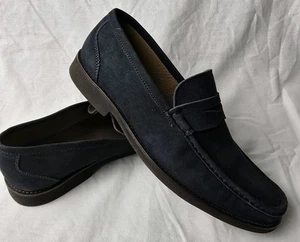 Mocasines Peter Millar Para Hombres Cuero Nubuck Rizado Penny Azul Marino Oscuro Talla 9.5 MF20F61 - Imagen 1 de 6