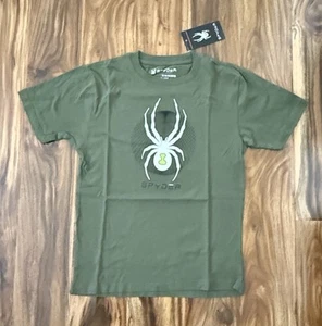 NWT Spyder Boy's T Shirt Size M (10/12) Moss Dark Green Spider - Picture 1 of 4