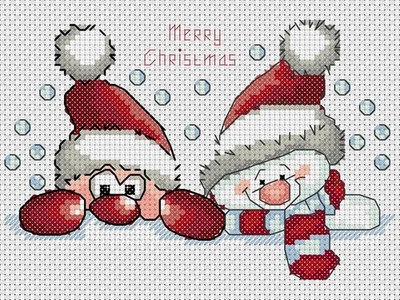 christmas Cross Stitch Chart  Santa claus & Snowman    FlowerPower37-uk - Image 1 of 2