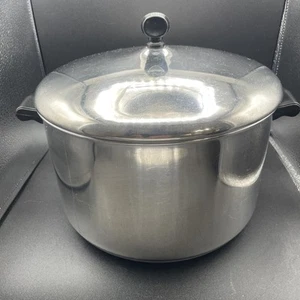 Farberware 8 Qt Stock Pot w/ Lid - Vintage Aluminum Clad Stainless Steel USA - Picture 1 of 8