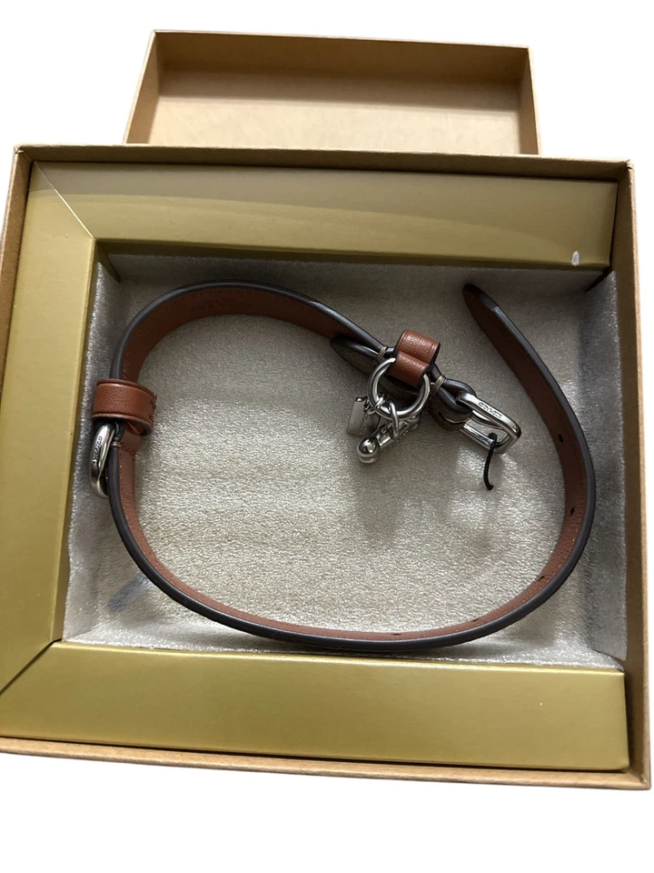 Coach Boxed Small Pet Collar In Signature Canvas with Bone /Saddle