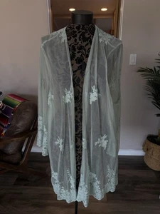 Torrid Stickerei Netz Kimono Damen Größe 3/4 Mintgrün Offen Strand Abdeckung - Bild 1 von 3