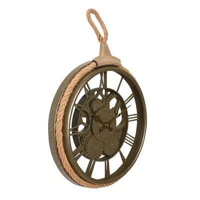 Widdop Cogs & Rope Design Wall Clock Rustic Industrial Style Novelty Home Decor - Image 1 of 4