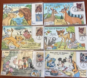 1 ART OF DISNEY 2004 FDC R3081,3082,3083,3084,3085,3086 CollinsHand Painted 1FDC - Picture 1 of 12