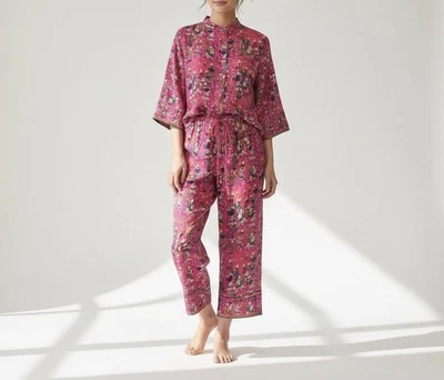 Conjunto de pijama estampado asiático Josie by Natori pequeño rosa festival geisha ropa de salón Foto 1 de 4