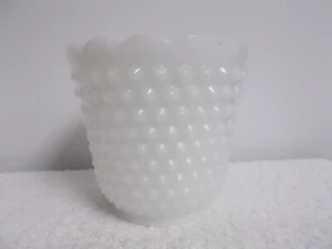 Vtg Fire King Hobnail White Milk Glass Scalloped Planter Bowl Vase Flower Pot - Picture 1 of 6