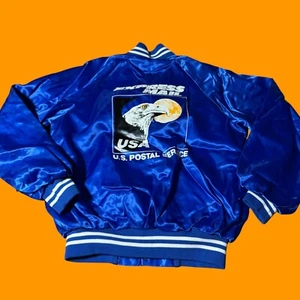 USPS US Postal Service Express Mail Satin Snap Bomber Jacket Vintage USA Medium - Bild 1 von 11