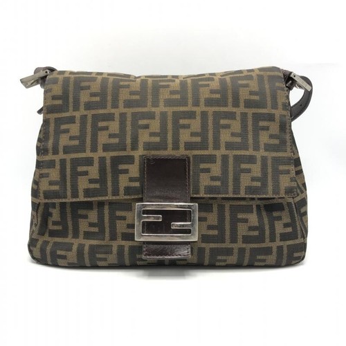 FENDI 26325 Borsa a mano mamma secchiello Zucca borsa a tracolla tote bag jacquard marrone donna