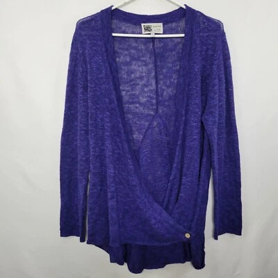 Cárdigan suéter para mujer Habitat mezcla de lino púrpura tejido LS Surplice talla pequeña Foto 1 de 4