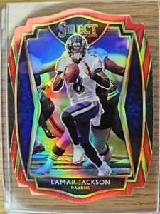 Lamar Jackson QB 2020 Panini Select Premier Level Red Prizm Die Cut #102 Ravens - Imagen 1 de 2