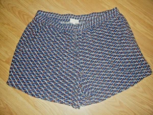 DEPT 222 RAYON ELASTIC WAIST w/DRAWSTRING  NAVY/ORANGE PRINT SHORTS SIZE 1X - Picture 1 of 3