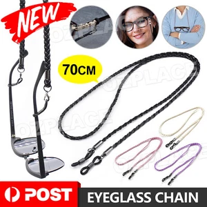 Leather Cord Sunglasses Reading Glasses Spectacles Eyeglass Holder Strap Chain - Picture 1 of 10