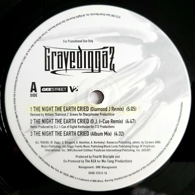 1997 - GRAVEDIGGAZ - THE NIGHT THE EARTH CRIED - ORIGINAL PROMO - WU-TANG CLAN Foto 1 de 4