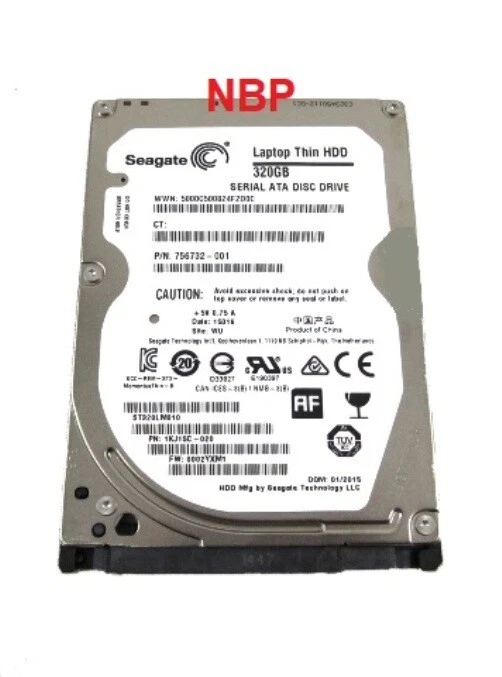 Genuine HP Seagate 320GB 7200RPM 7mm 2.5" SATA Hard Drive 756732-001 - Image 1 of 1