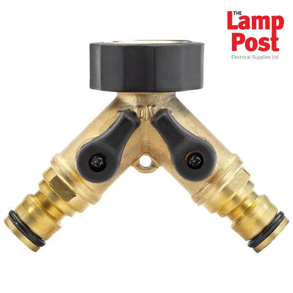 Conector de doble grifo de latón Draper 36228 3/4" BSP con control de flujo Foto 1 de 1