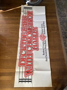 Vtg Harley Davidson Banner Christmas Sign Poster Dealer Paper 6ft Deck The Halls - Picture 1 of 12