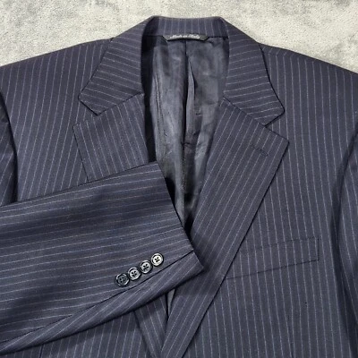 Canali Blazer Mens 44 Made in Italy Blue Pinstripe Wool 2-Button Suit Jacket - Image 1 of 4
