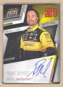 Paul Menard PNS-PM 2018 Panini Prime Prime Number Signature Autograph Auto 41/50
