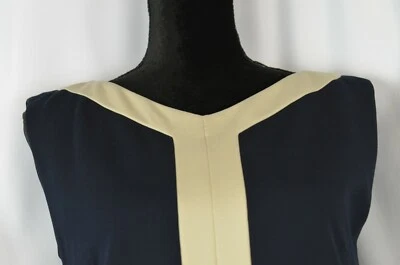 Vestido Max Mara Shift Talla 42 Italia Azul Marino Taupe Sin Mangas Carrera 6 EE. UU. Viscosa Foto 1 de 4