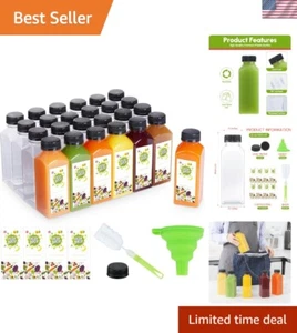 Clear 12oz Reusable Juice Bottles with Lids - Perfect for Juicing & Smoothies - Picture 1 of 11