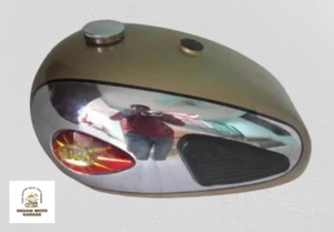 FIT FOR BSA A7 A10 Golden & Chrome Painted Petrol Tank with cap tap kneepad - Picture 1 of 6