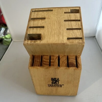 FRANCE SABATIER 14 Ranuras Madera Cubiertos Cuchillo Bloque Solo Almacenamiento Encimera Foto 1 de 4
