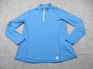 Carhartt Sweater Womens Large Blue Pullover Quarter Zip Sweatshirt Stretch Work - Picture 1 of 11