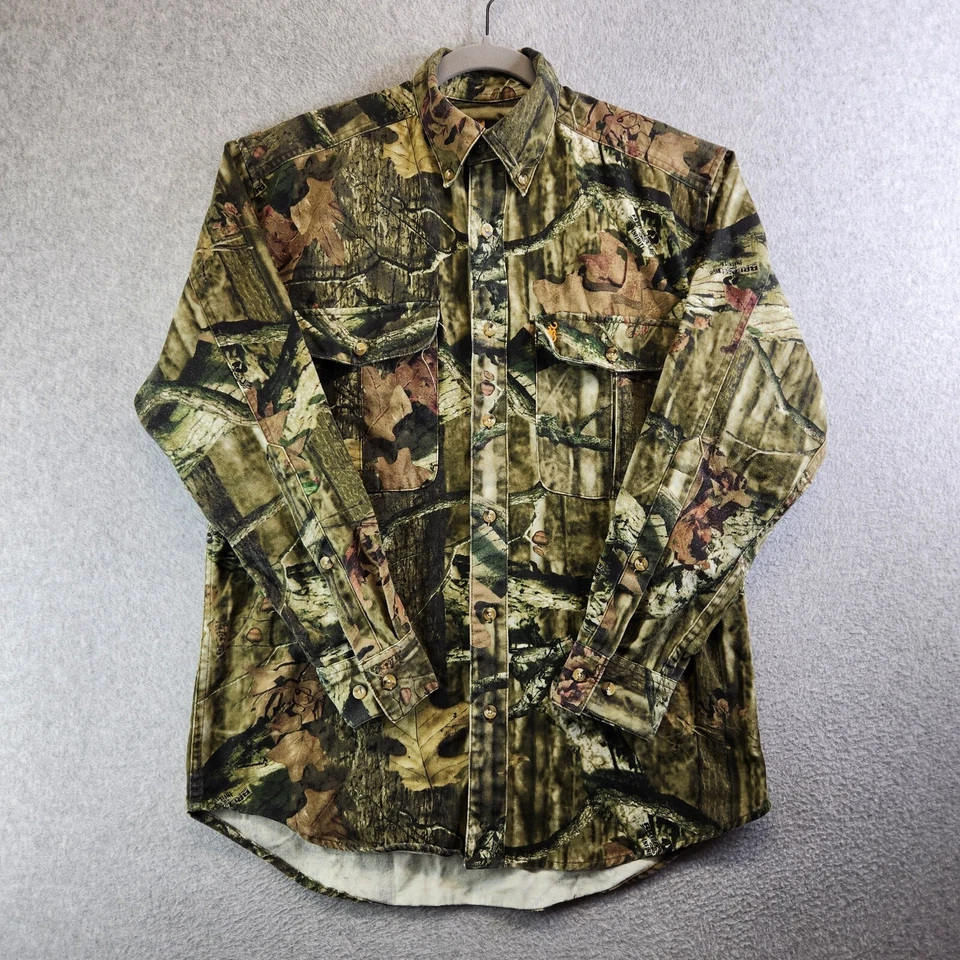 Browning Camo Shirt Mens Medium Wasatch Breakup Infinity Mossy Oak Flap Pockets - Image 1 of 4