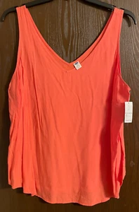 Old Navy Women's Coral Sleeveless V-neck Sleeveless Tank Tunic Top Size 2x - NWT - Picture 1 of 2