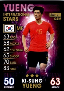 Topps Match Attax 101 - Ki-Sung Yueng South Korea (International Star) No. 71