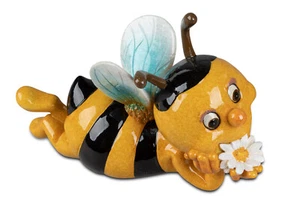 Dekofigur Biene liegend mit Blume | Figur Zierfigur Skulptur Tierfigur | 15x9 cm - Bild 1 von 1