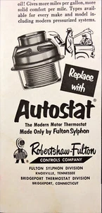 1953 Robertshaw Fulton Autostat Vintage Print Ad Your Driving Comfort - Picture 1 of 2