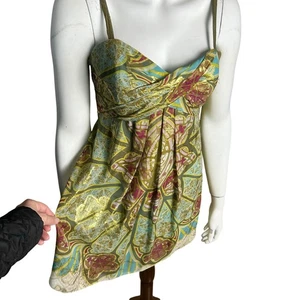 Metallic Y2K Fairy Dress Size 6 Nicole Miller Babydoll Corset Silk Colorful - Picture 1 of 11
