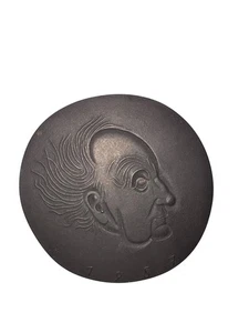 Gerhart Hauptmann Metal Wall Plaque 1957 Profile Art Décor Collectible - Picture 1 of 5