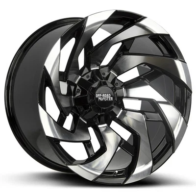 22x12 Off-Road Monster M24 5x5/5x5.5 -44 Black Machine Wheels Rims Set(4) 78.1 - Image 1 of 3