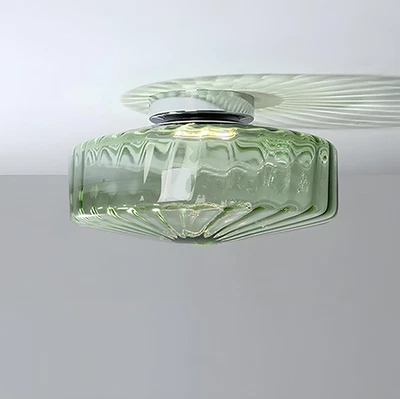 -Modern Green Ceiling Light Fixture Vintage Glass Flush Mount Ceiling Light Farm - Image 1 of 4