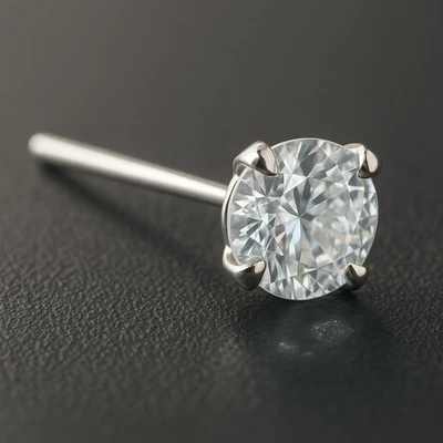 Borchia naso 3 mm cristallo tondo trasparente argento 925 dritto L pieghevole... - Immagine 1 di 4